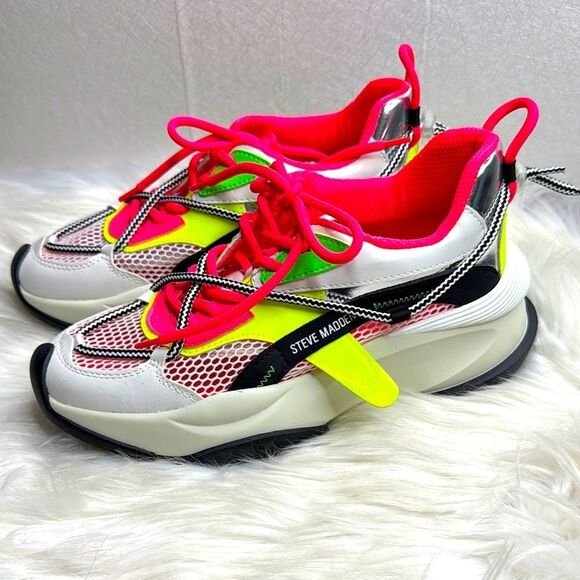 Steve Madden Bonanza Neon Multi Color Sneaker 8 - Picture 1 of 9